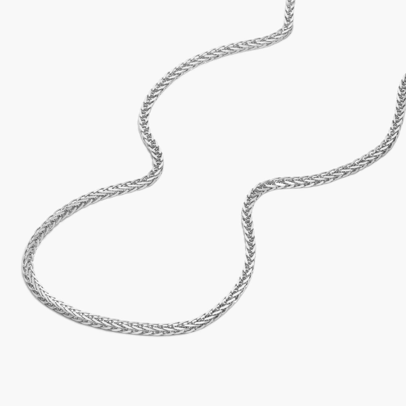 14K White Gold 1.8mm Wheat Chain Necklace - 18 inches Image-1