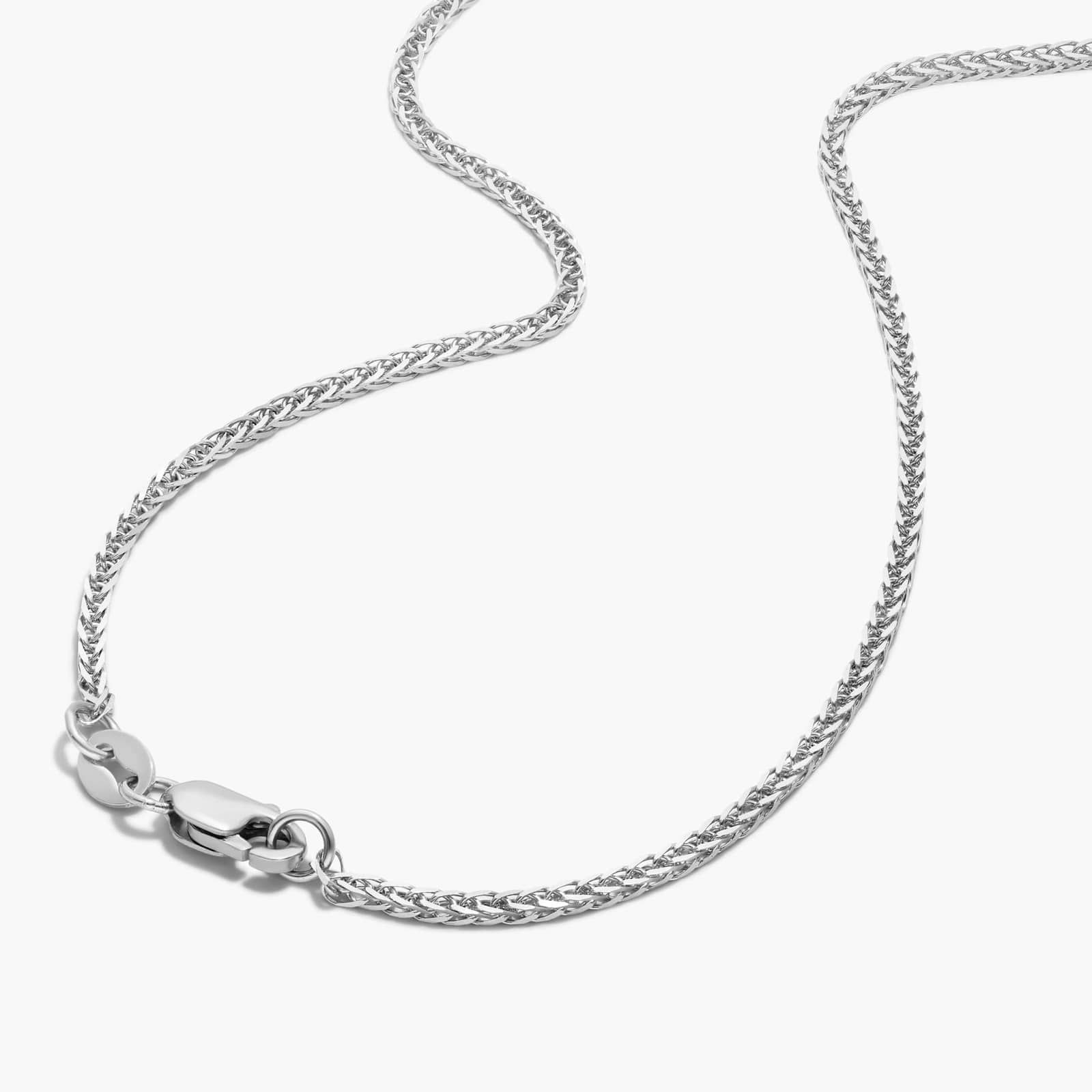 14K White Gold 1.8mm Wheat Chain Necklace - 18 inches Image-2