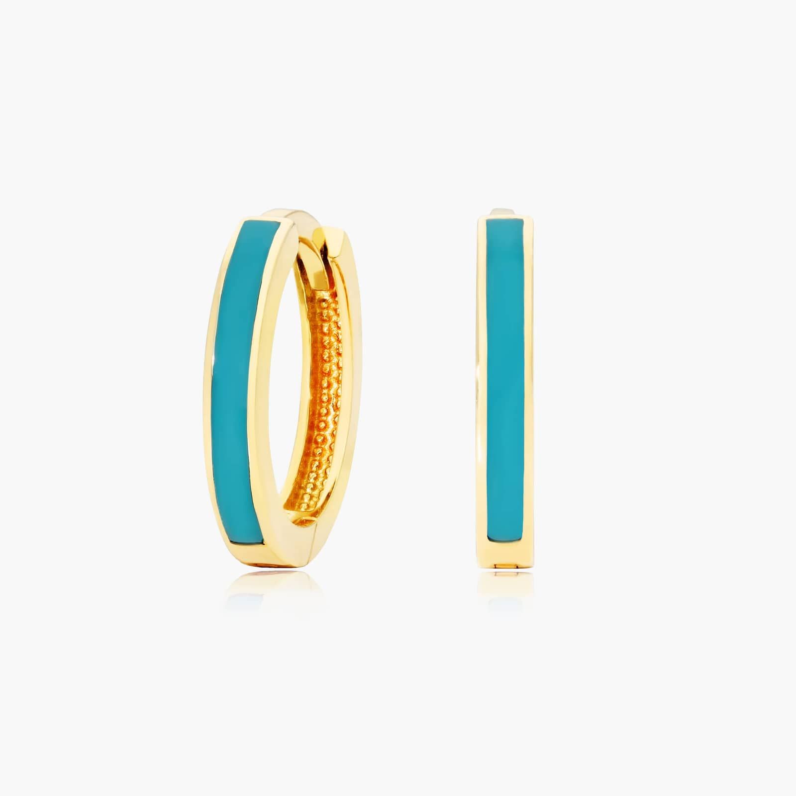 14k Yellow Gold 50mm Turquoise high quality Heart Open Hoop Earrings