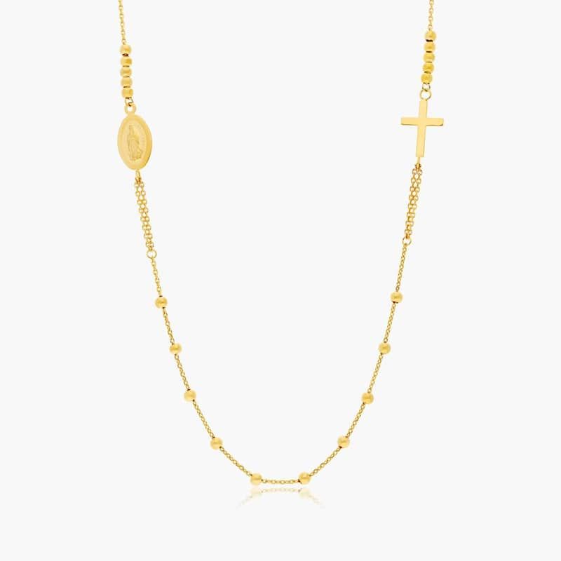 14K Yellow Gold Rosary Necklace