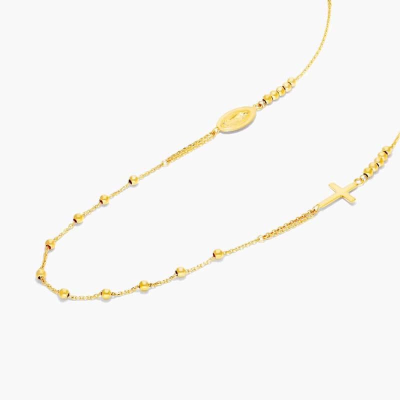 14K Yellow Gold Rosary Necklace
