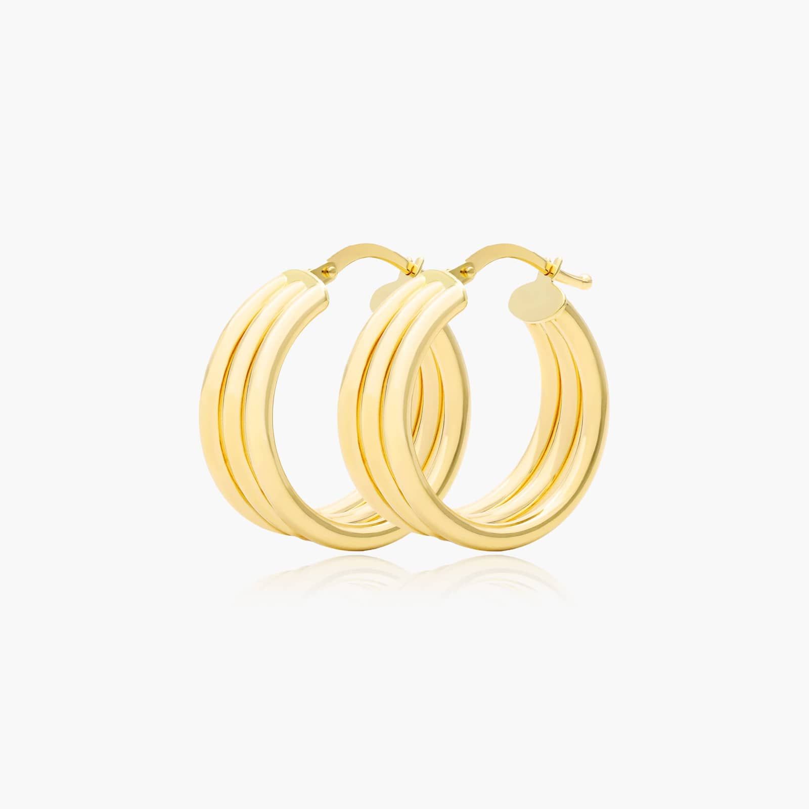 14k Yellow Gold Round 3 Row Graduated Earrings 95313y14 9889