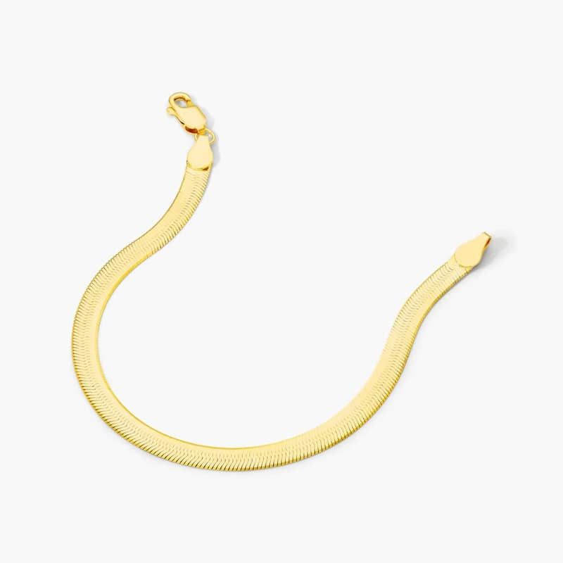 Herringbone Chain Bracelet In 14K Yellow Gold