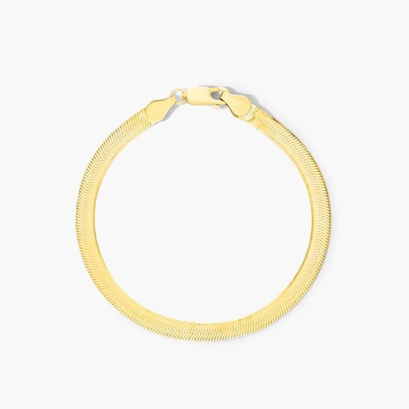 14K Yellow Gold 4.6mm Herringbone Chain Bracelet