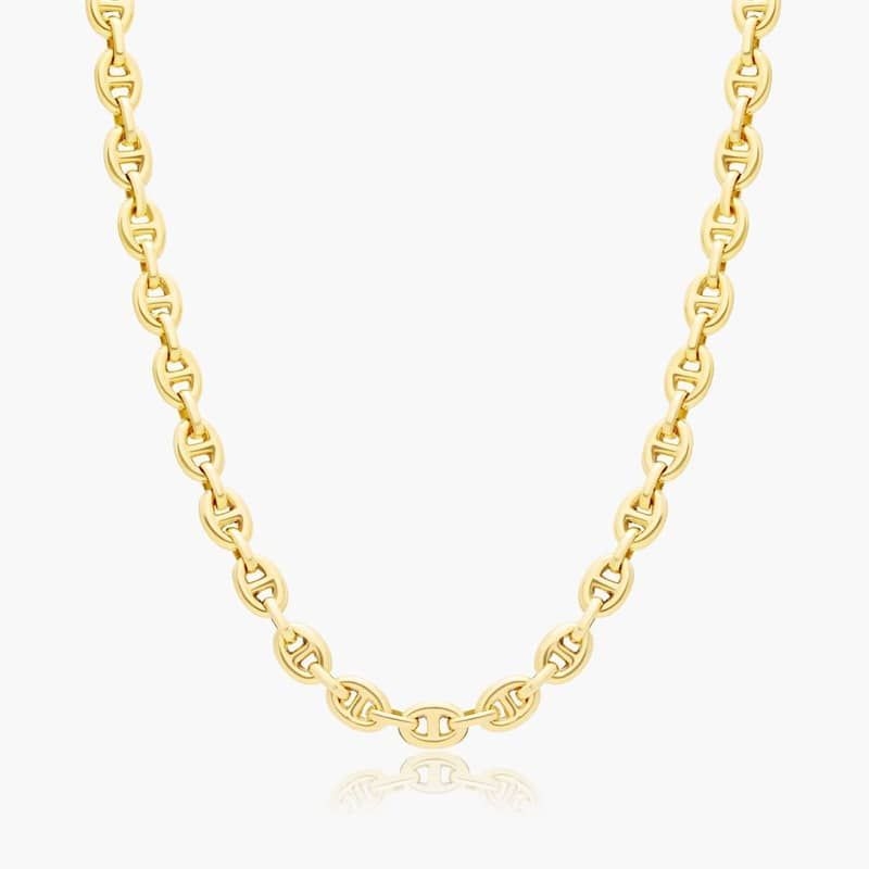 14K Yellow Gold 5.4mm Light Puffed Mariner Chain Necklace