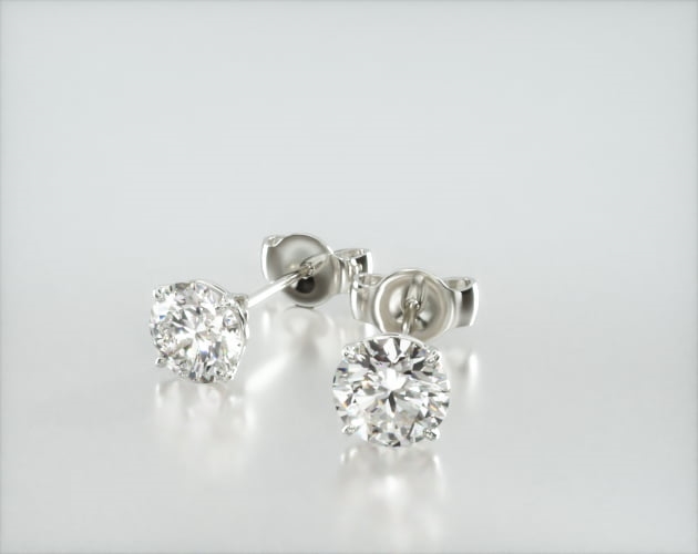 14k White Gold 8-prong Round Brilliant Diamond Stud Earrings (1 Ct. T. –