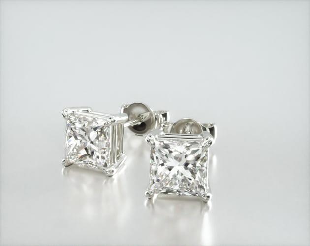 14k white gold princess cut diamond stud earrings 1 50 ctw h i si1