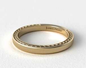 18K Yellow Gold Etched Rope Wedding Band