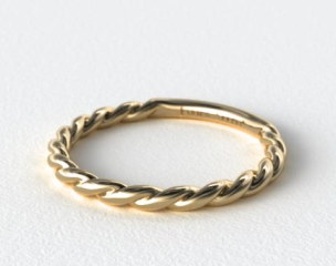 18K Yellow Gold Cable Wedding Band