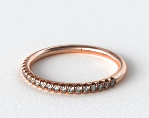 14K Rose Gold Falling Edge Matching Pavé Diamond Ring