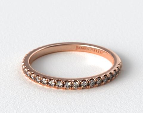 14K Rose Gold Slightly Curved Round Diamond Wedding Ring