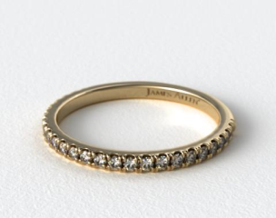 18K Yellow Gold Slightly Curved Round Diamond Wedding Ring