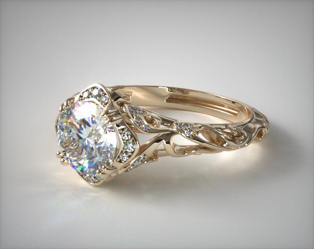 Diamond Filigree Engagement Ring | 18K Yellow Gold | 17450Y