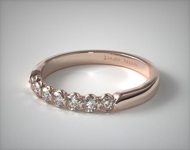 18K Rose Gold 0.25ctw Seven Stone Share Prong Diamond Anniversary Ring