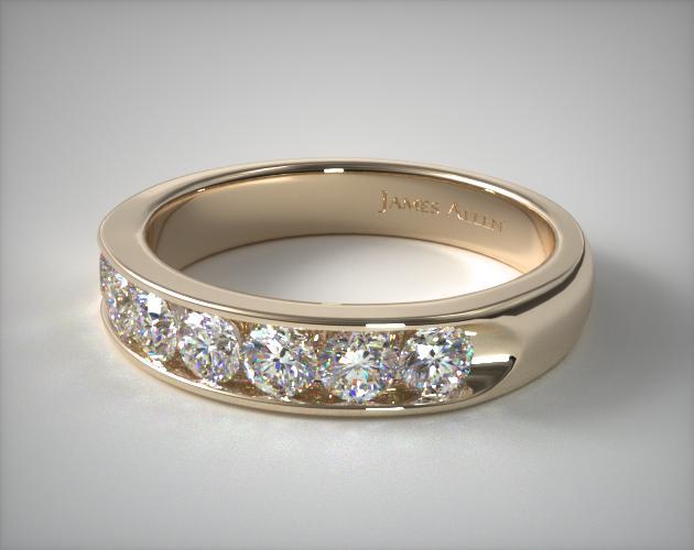 14K Yellow Gold 0.75ctw Seven Stone Channel Set Diamond Anniversary Ring