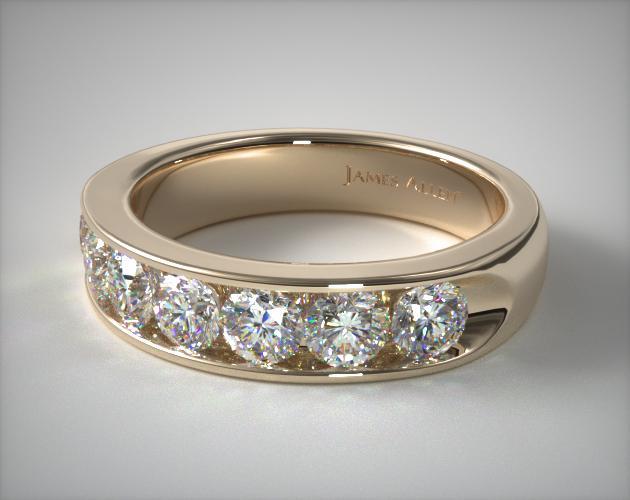 18K Yellow Gold 0.25ctw Seven Stone Channel Set Diamond Anniversary Ring (F/G)