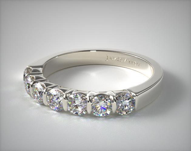 Platinum 1.00CTW. Bar Set Diamond Anniversary Ring-12091p