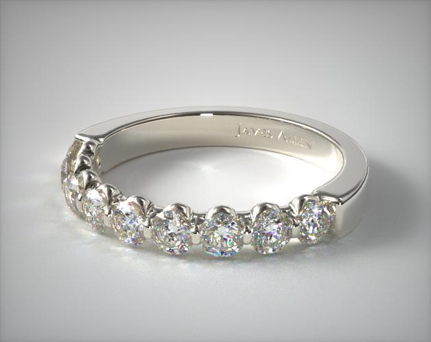 18K White Gold 0.75CTW. Bar Set Diamond Anniversary Ring-12097w