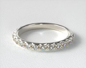 14K White Gold Rounded French Cut Pavé Diamond Wedding Ring