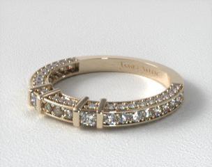 14K Yellow Gold 0.93ct Bar Set and Pavé Diamond Wedding Ring