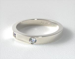 14K White Gold 0.06ct Slightly Curved Round Brilliant Diamond Wedding Ring