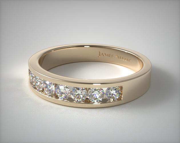 Curved To Fit Channel Set Diamond Wedding Ring In 9ct Yellow Gold 2.25mm Wide main image 0