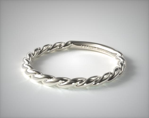 14K White Gold Cable Wedding Band