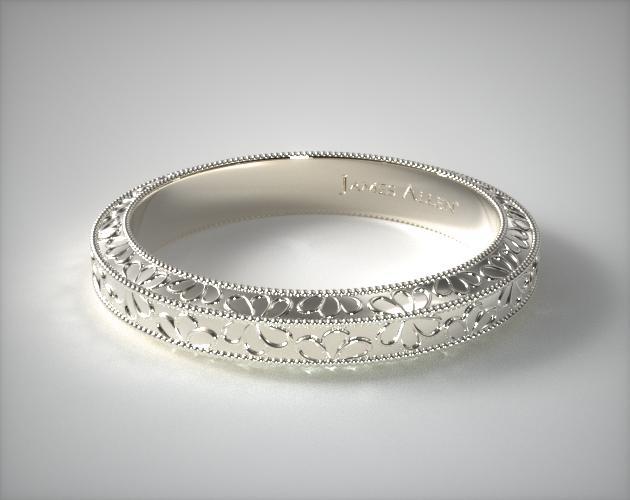 Hand Engraved James Allen Wedding Ring 14K White Gold 14809W14