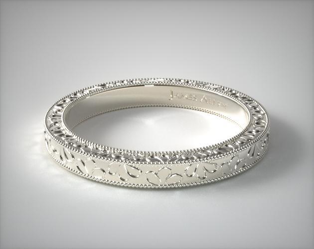 Hand Engraved Wedding Ring In 14k White Gold Blue Nile