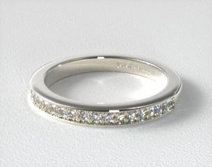 14K White Gold Bead Set Cathedral Diamond Engagement Ring 17131w14