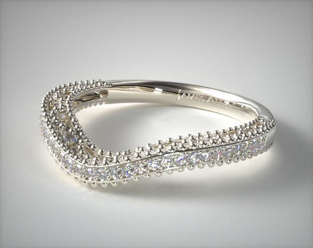 14K White Gold Beaded Wedding Ring