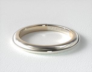 14K Gold Two-Tone 2.0mm Comfort-Fit Solitaire Wedding Band
