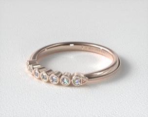 14K Rose Gold Beaded Bezel Diamond Ring