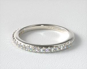 14K White Gold Antique Clover Pavé Matching Wedding Ring