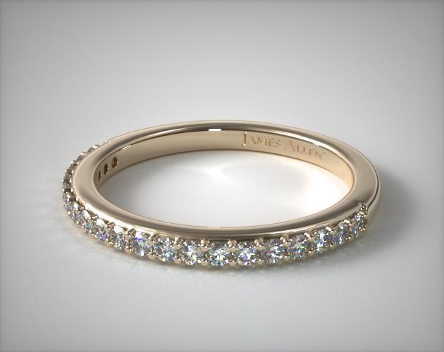 14K Yellow Gold Antique Clover Pavé Matching Wedding Ring
