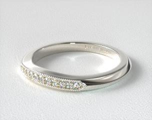 14K White Gold Modern Fleur-De-Lis Pavé Matching Wedding Ring