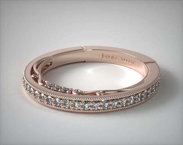 14K Rose Gold Enchanted Scroll Matching Wedding Ring 15341r14