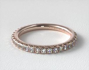 14K Rose Gold Classic Pavé Diamond Matching Wedding Ring