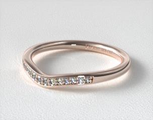 14K Rose Gold Petite Pavé Curved Matching Wedding Ring