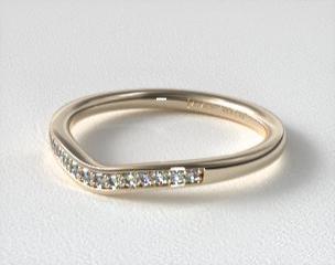 14K Yellow Gold Petite Pavé Curved Matching Wedding Ring