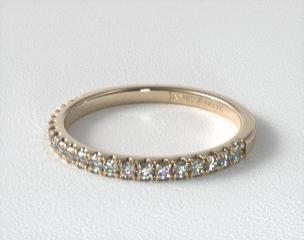 14K Yellow Gold Thin Pavé Set Diamond Wedding Ring