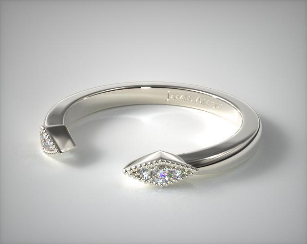Wedding Rings Womens Diamond 14k White Gold Open Marquise Shape Band Item 60806