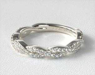 14K White Gold Twisted Pav Leaf Engagement Ring