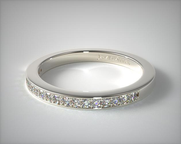 18K White Gold Matching Pavé Trio Wedding Ring