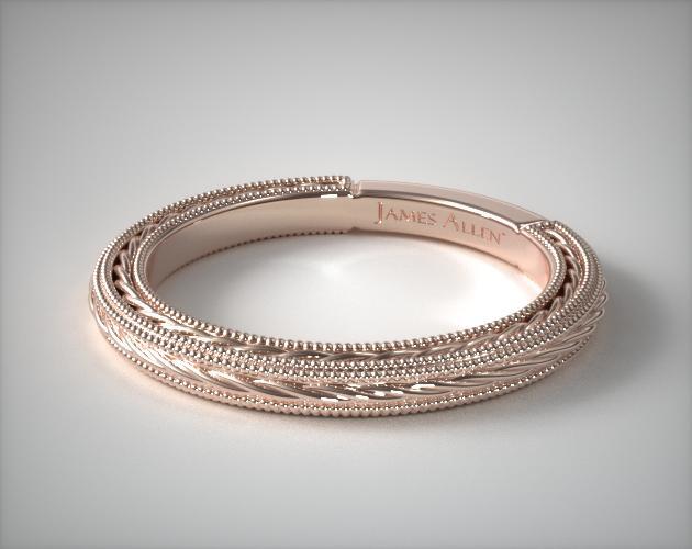 14K Rose Gold Etched Rope Band