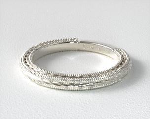 14K White Gold Etched Rope Band