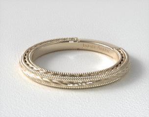 14K Yellow Gold Etched Rope Band