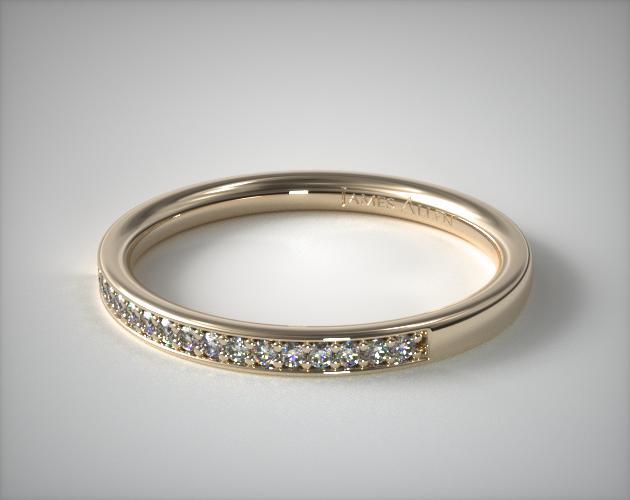Pave Bypass Bezel Set Diamond Engagement Ring 18K Yellow Gold 17964Y