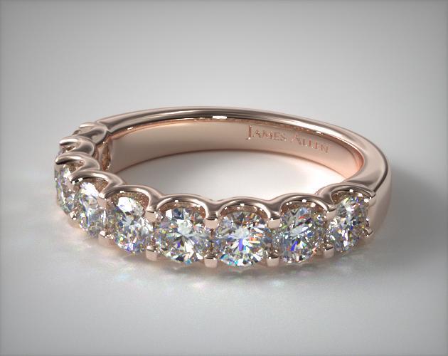 Wedding Rings Womens Anniversary 14k Rose Gold Nine Stone Shared Prong Contour Diamond Ring 100 Ctw Item 66672