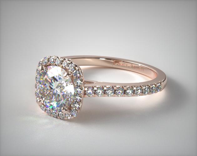 Cushion Outline Pave Engagement Ring 